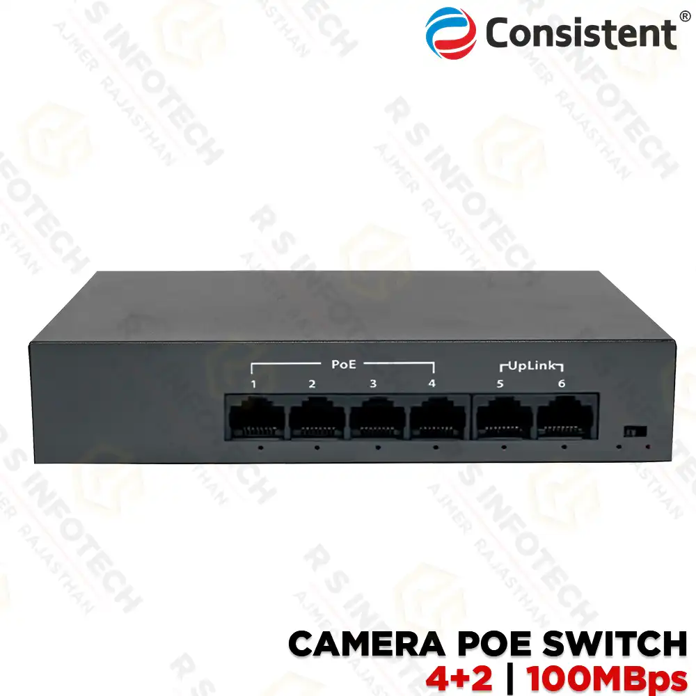 CONSISTENT C-4P-2UE-G GOLD SERIES 4+2 POE SWITCH – 100MBPS, VLAN, WATCHDOG (2 YEAR)