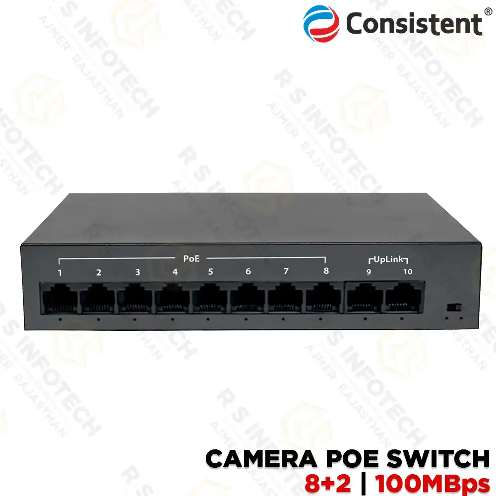 CONSISTENT C-8P-2UE-G GOLD SERIES 8+2 POE SWITCH – 100MBPS, VLAN, WATCHDOG (2YEAR)