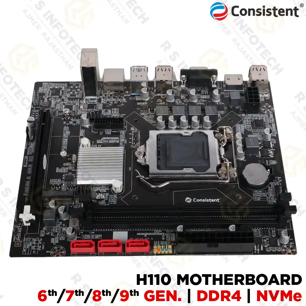 CONSISTENT H110 MOTHERBOARD | LGA1151 | DDR4 | HDMI/VGA | NVME SLOT | (3 YEAR)