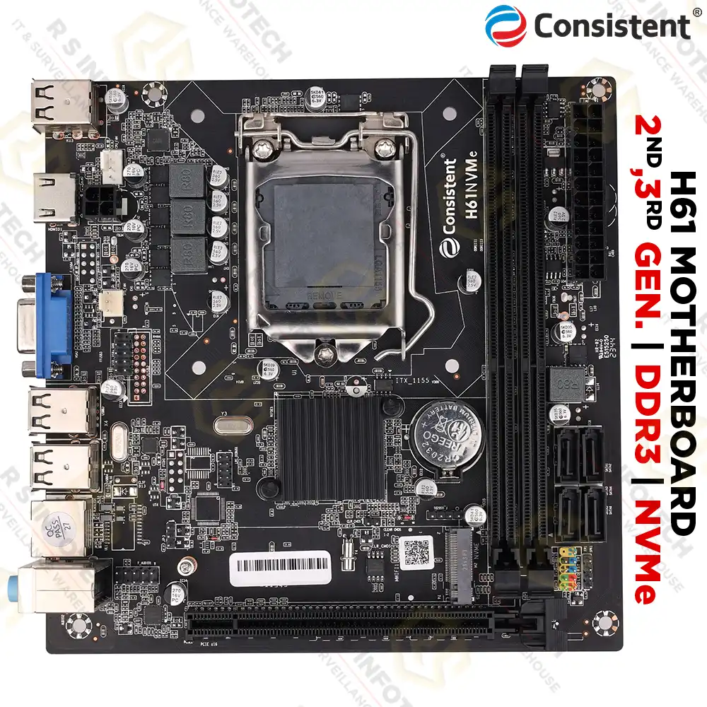CONSISTENT H61M2 NVME MOTHERBOARD H61 2&3RD GEN DDR3 (3YR)