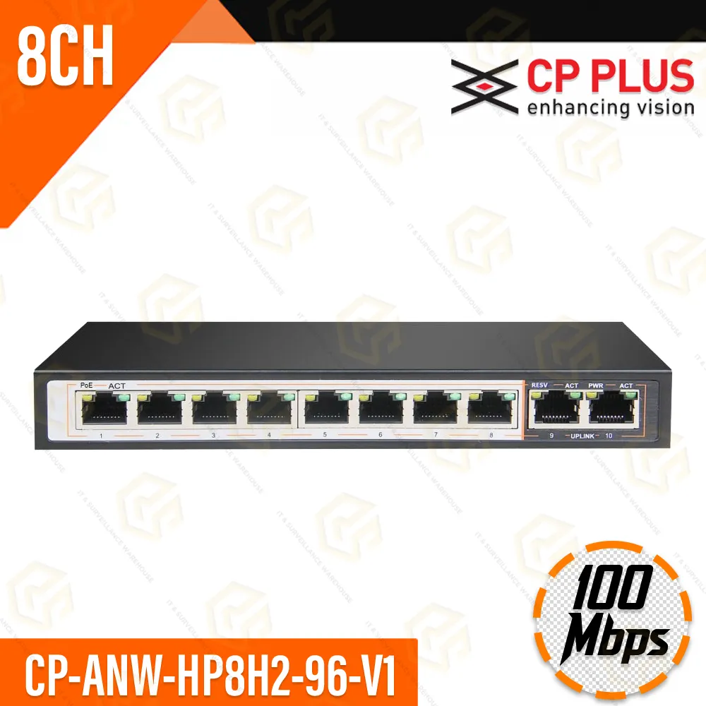 CP PLUS 8+2 100MBPS POE SWITCH (2 YEAR)