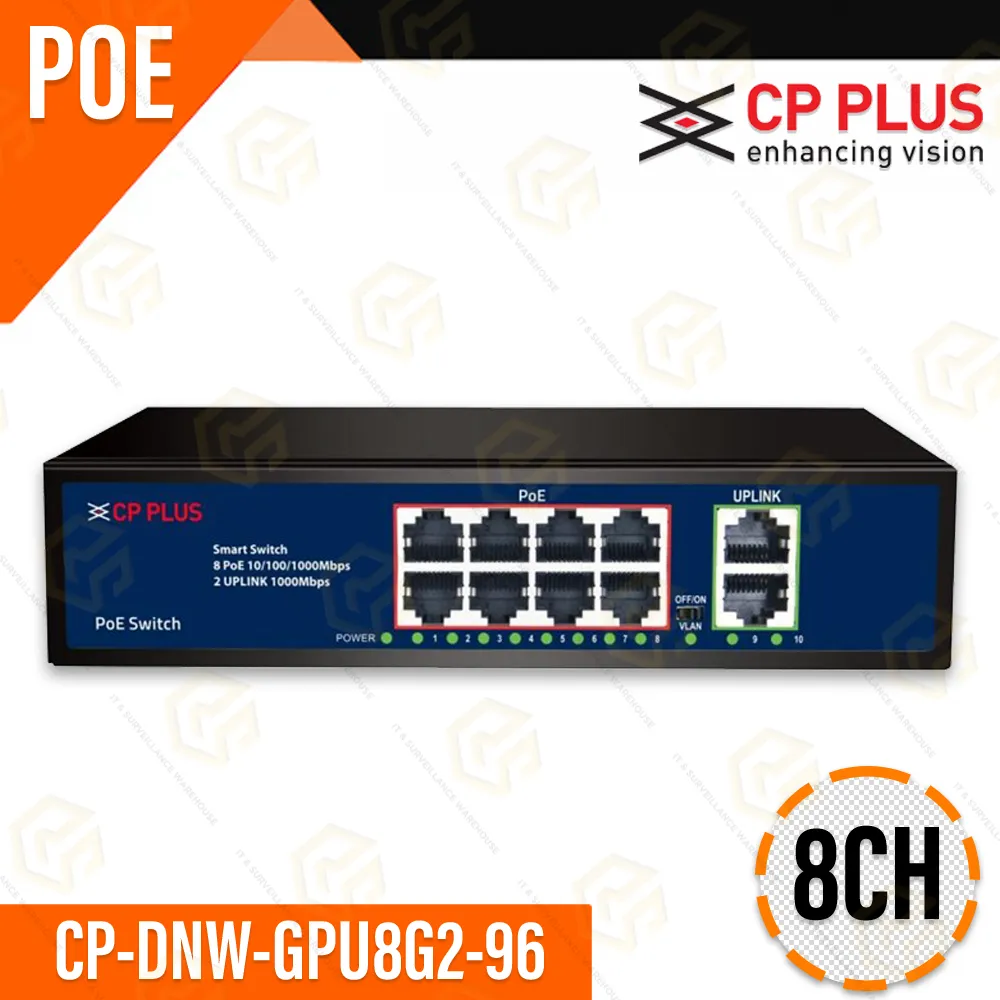 CP PLUS 8+2 FULL GIGA POE SWITCH CP-DNW-GPU8G2-96 (2 YEAR)