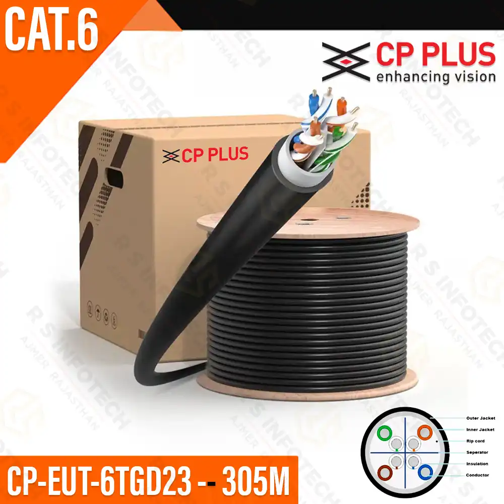 CP PLUS CP-EUT-6TGD23 305MTRCAT6 UTP OUTDOOR CABLE (DOUBLE JACKET)