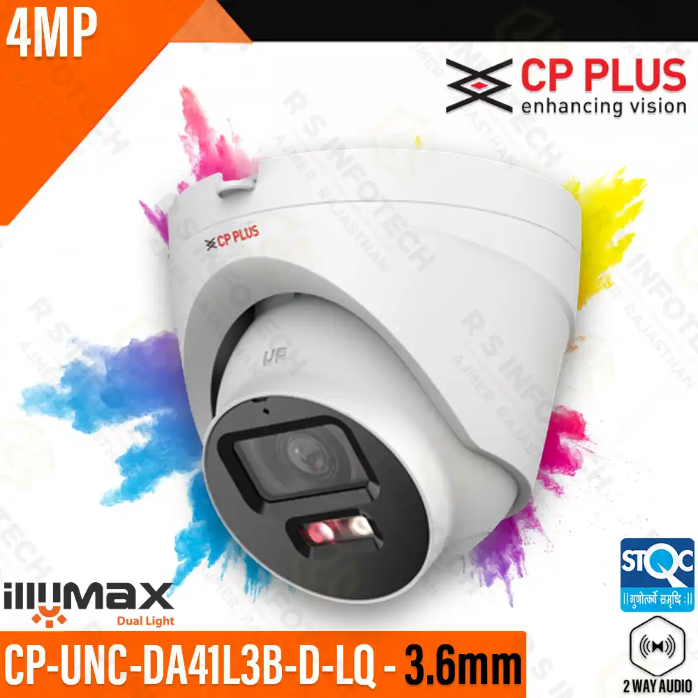 CP PLUS CP-UNC-DA41L3B-D-LQ 4MP BULLET CAMERA | 3.6MM FIXED LENS | IR 30M | AUDIO | IP67 (2 YEAR)