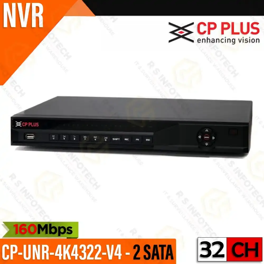 CP PLUS CP-UNR-4K4322-V4 32CH NVR 160MBPS (2 SATA)