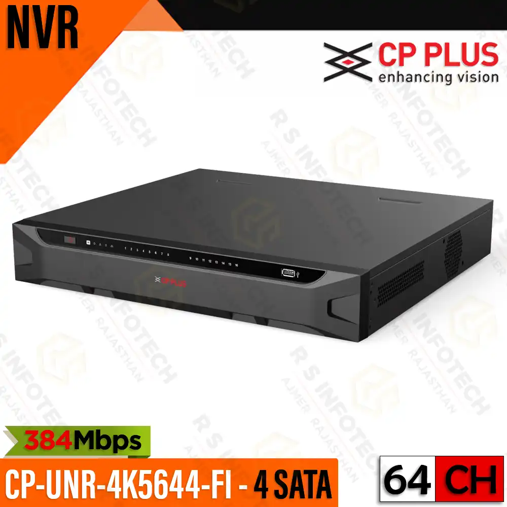 CP PLUS CP-UNR-4K5644-FI 64CH 4K AI NVR | 4 SATA | 384MBPS BANDWIDTH