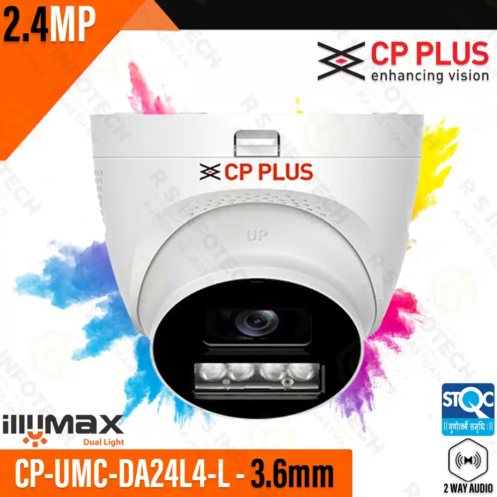 CP PLUS UMC-DA24L4-L 2.4MP 3.6MM DUAL LIGHT 2WAY HYBRID HD DOME CAMERA