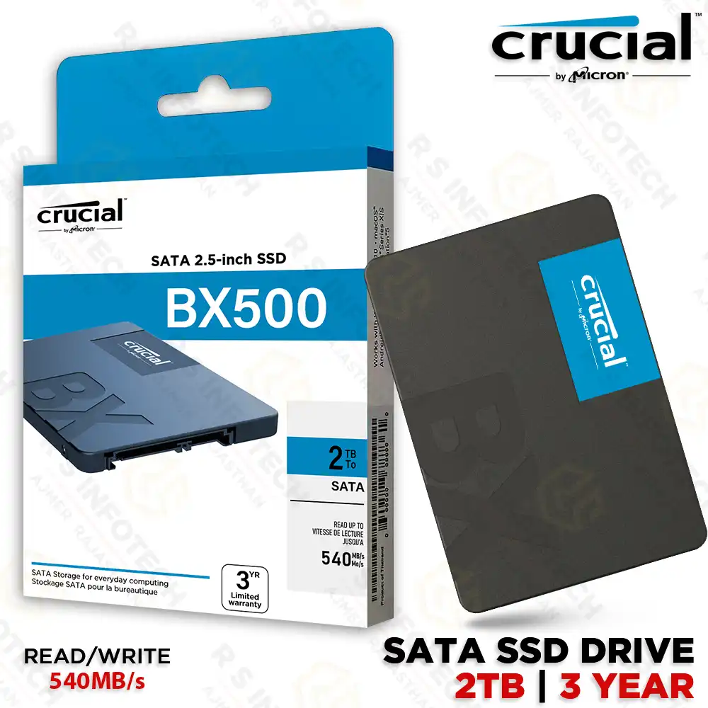 CRUCIAL BX500 2TB SATA SSD 540MB/S | INTERNAL SSD | 3D NAND | SATA III (3YEAR)
