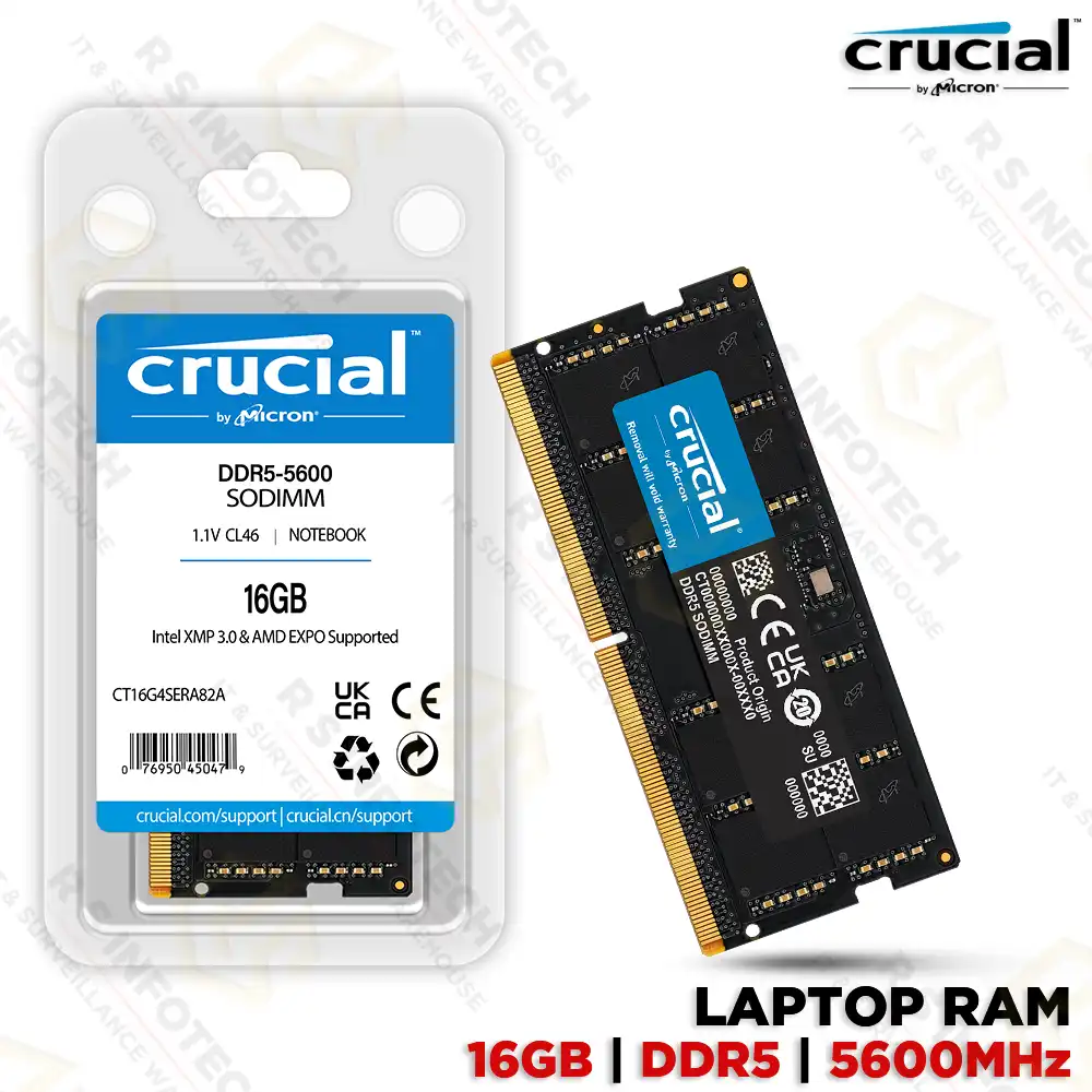 CRUCIAL CT16G56C46S5 16GB DDR5 5600MHZ | LAPTOP RAM | HIGH-SPEED PERFORMANCE