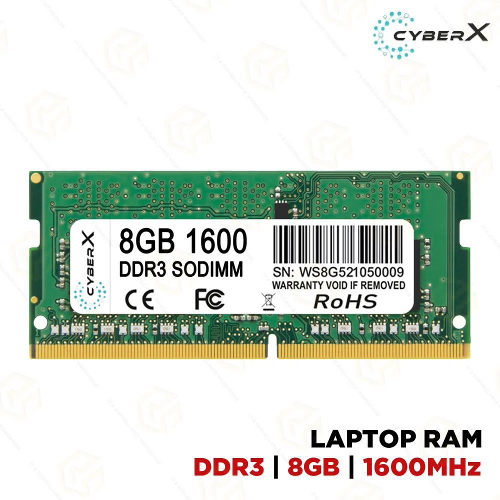 CYBERX LAPTOP RAM DDR3 8GB 1600MHZ (3YEAR)