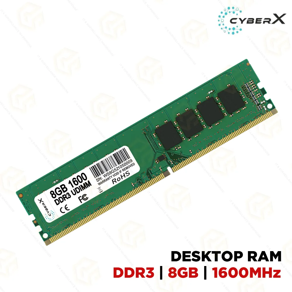 CYBERX PC DDR3 8GB 1600MHZ RAM (3 YEAR)