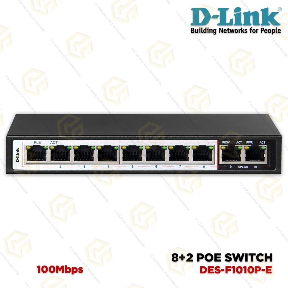 D-LINK 100MBPS 8+2 POE POE SWITCH (3 YEAR)