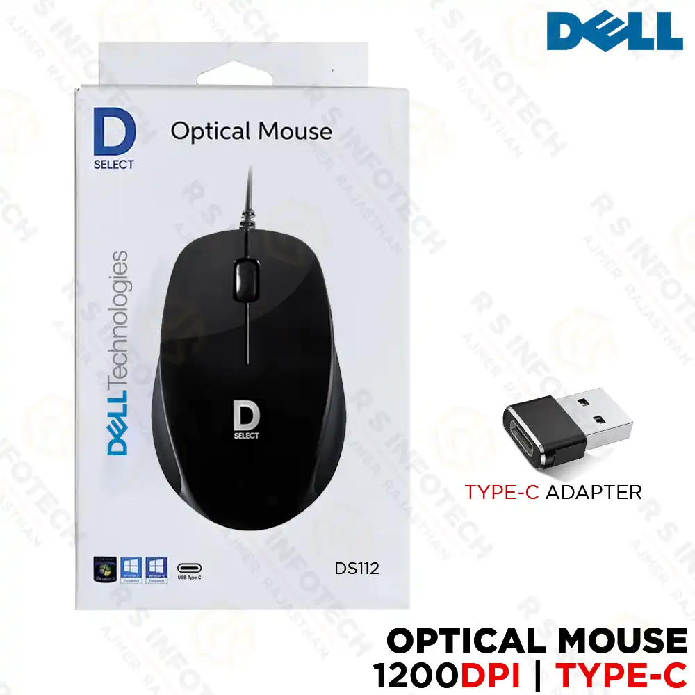 D-SELECT DS112 BLACK WIRED MOUSE | USB TYPE-C | 1200DPI | LIGHTWEIGHT