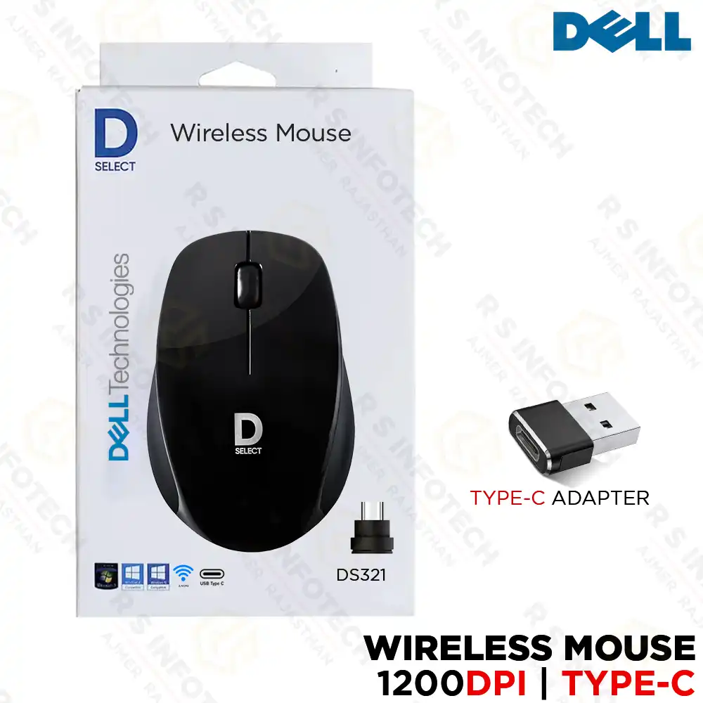 D-SELECT DS321 BLACK WIRELESS MOUSE | USB TYPE-C | 1200DPI | LIGHTWEIGHT (1 YEAR)
