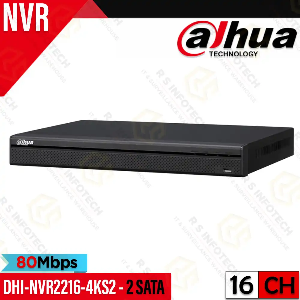 DAHUA DHI-NVR2216-4KS2 NVR 16CH 80MBPS H265 2 SATA