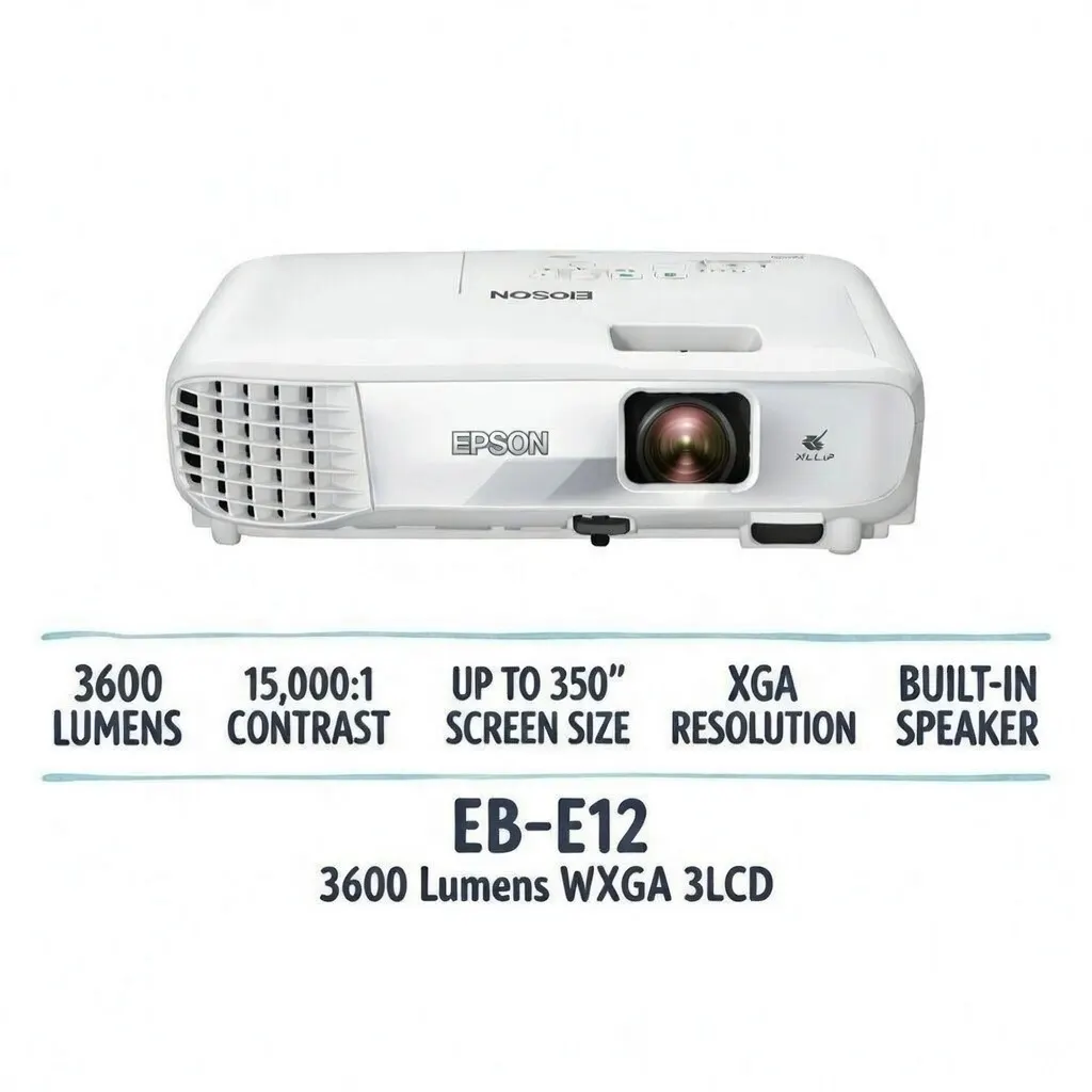 EPSON EB-E12 XGA 3600 LUMENS PROJECTOR | 3LCD DISPLAY | HDMI (1YEAR)