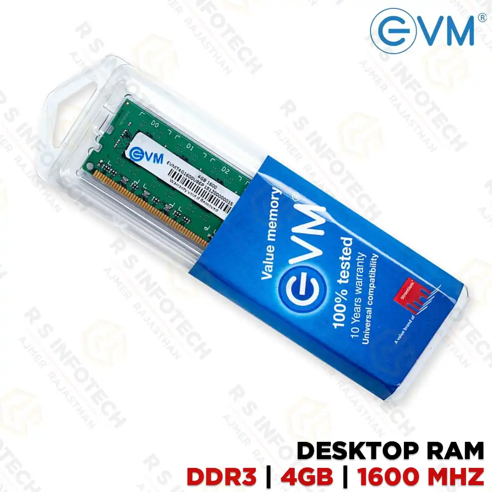 EVM 4GB DDR3 1600MHZ DESKTOP RAM | 1600MHZ SPEED (10 YEAR)