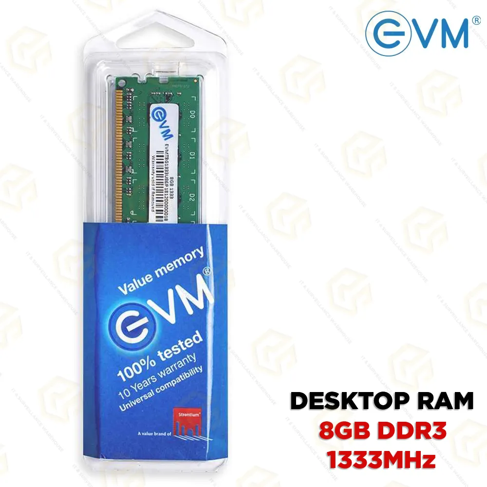 EVM DDR3 8GB DESKTOP RAM 1333MHZ | 10 YEARS