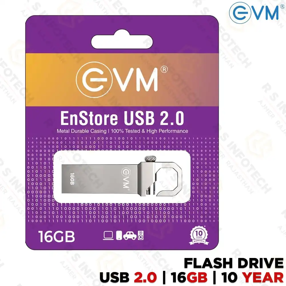EVM ENSTORE 16GB METAL USB2.0 FLASH DRIVE | PEN DRIVE | METAL BODY | USB 2.0