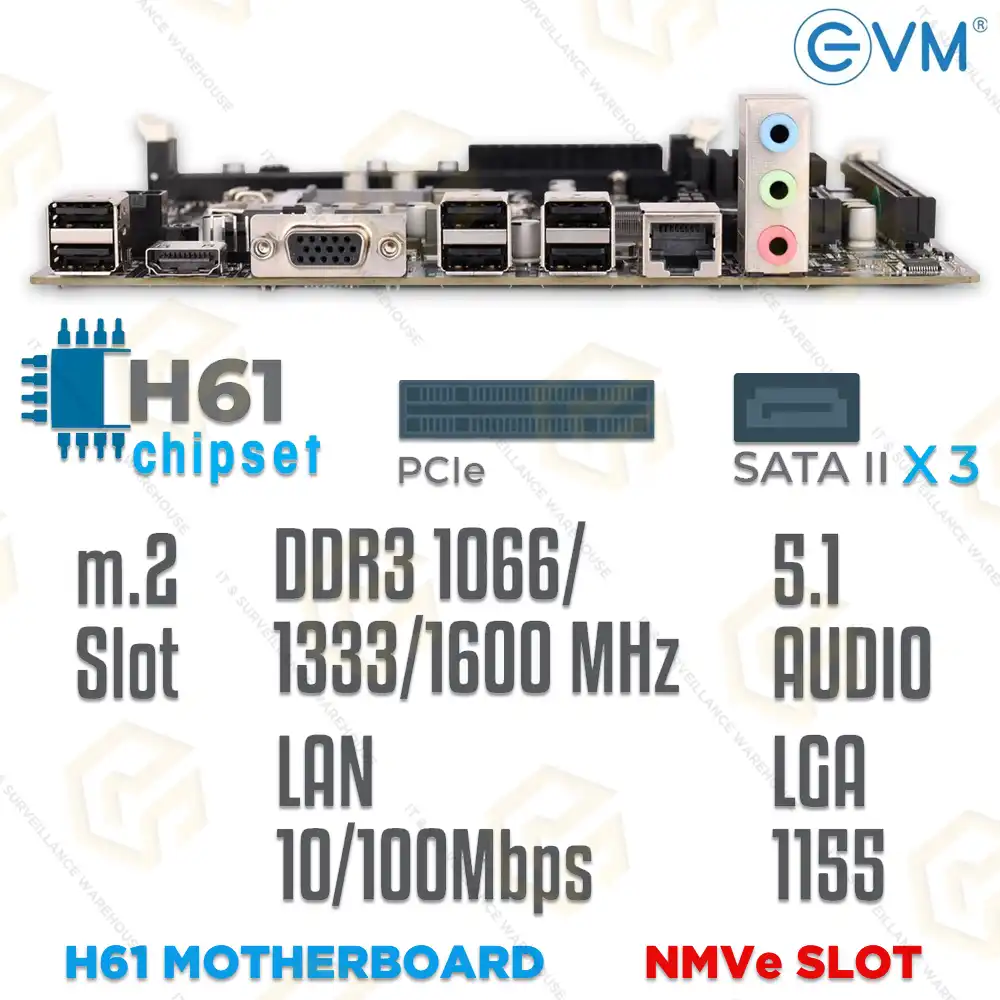 EVM H61 FHL-DDR3 MOTHERBOARD NVME 2/3RD GEN. (3YEAR)