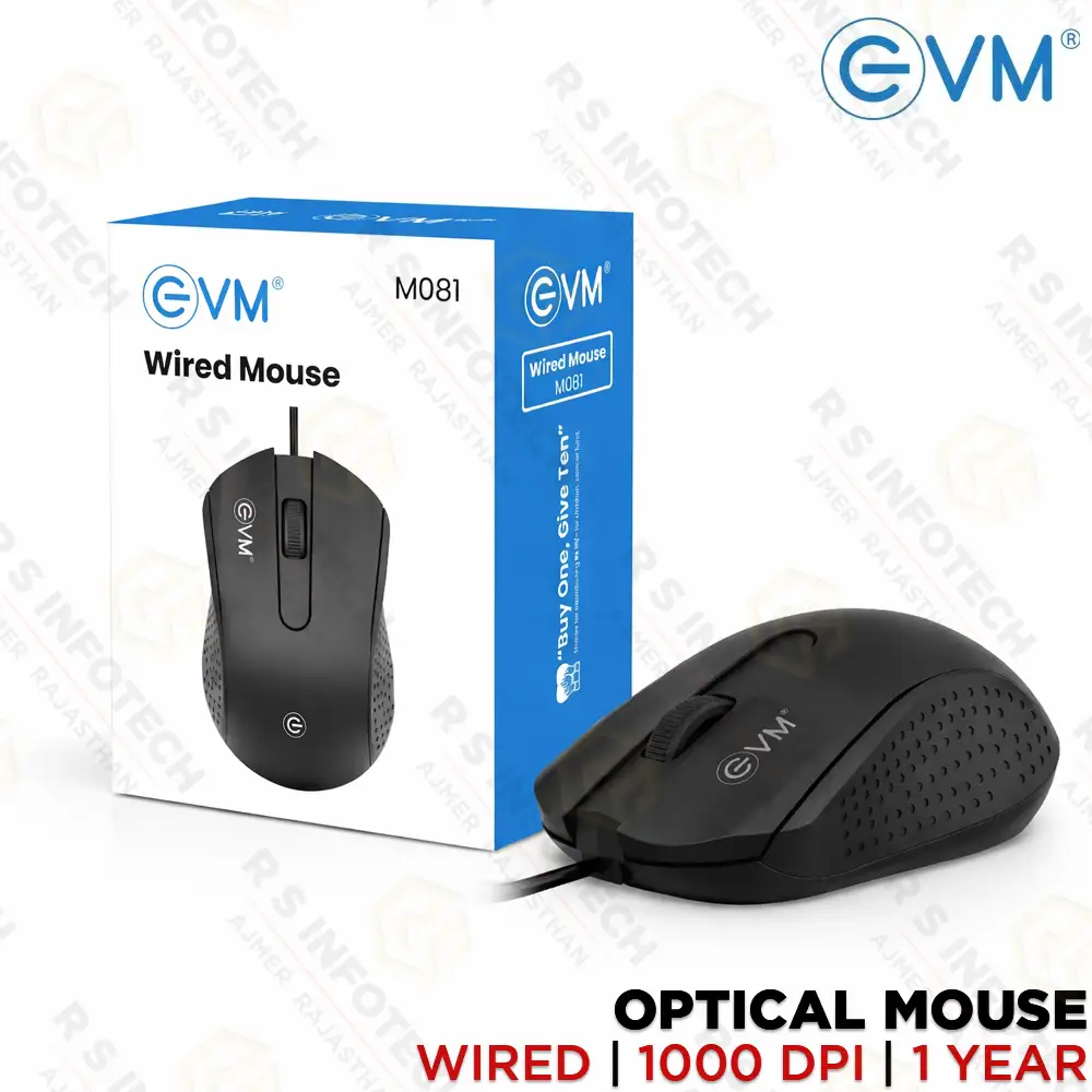 EVM M081 WIRED OPTICAL USB 1000DPI MOUSE BLACK (1 YEAR)
