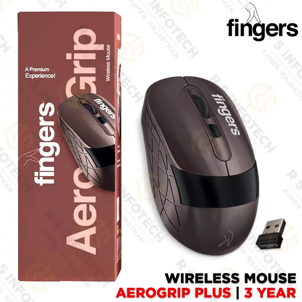 FINGERS AEROGRIP WIRELESS + BLUETOOTH MOUSE | RECHARGEABLE | DUAL CONNECTIVITY (3 YEAR)