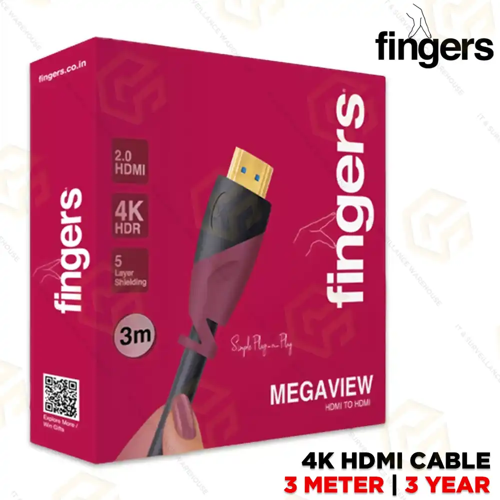 FINGERS MEGAVIEW 3MTR 4K HDMI CABLE | 3 YEAR