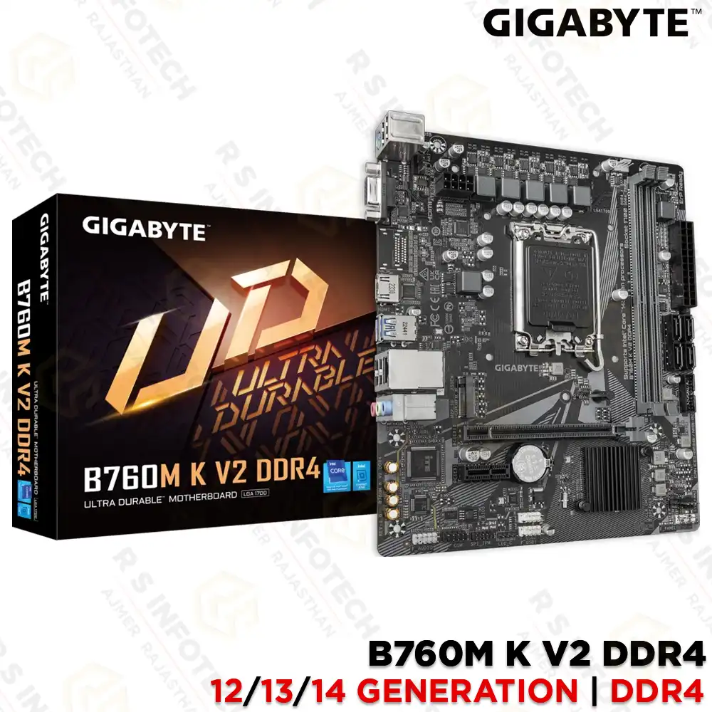 GIGABYTE B760M K V2 DDR4 MOTHERBOARD | INTEL 12TH, 13TH, AND 14TH GEN | M.2 NVME