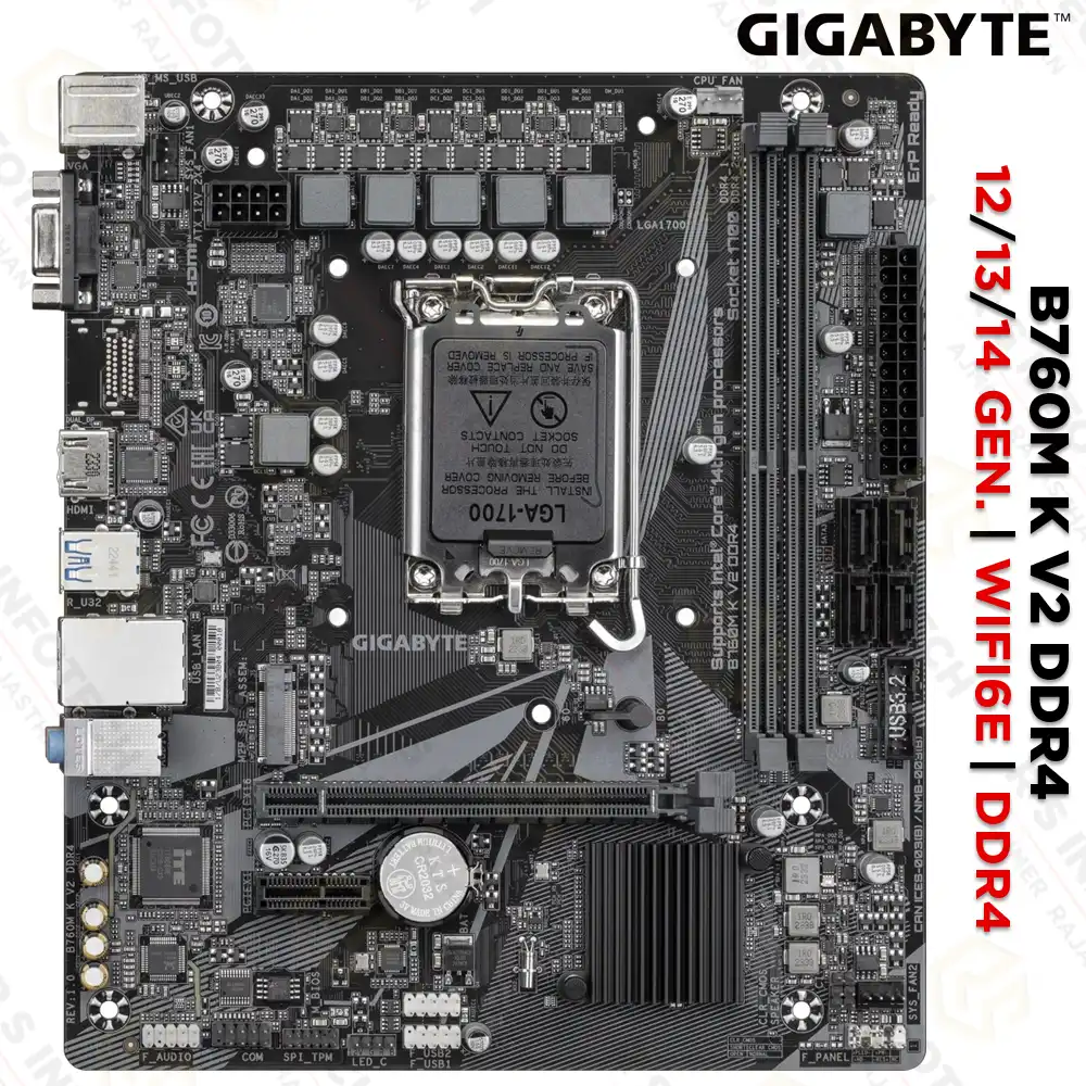 GIGABYTE B760M K V2 DDR4 MOTHERBOARD | INTEL 12TH, 13TH, AND 14TH GEN | M.2 NVME