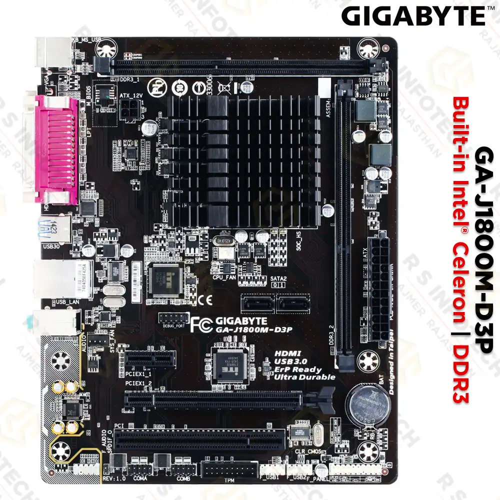 GIGABYTE GA-J1800M-D3P MOTHERBOARD | INTEL CELERON J1800 DUAL-CORE | DDR3