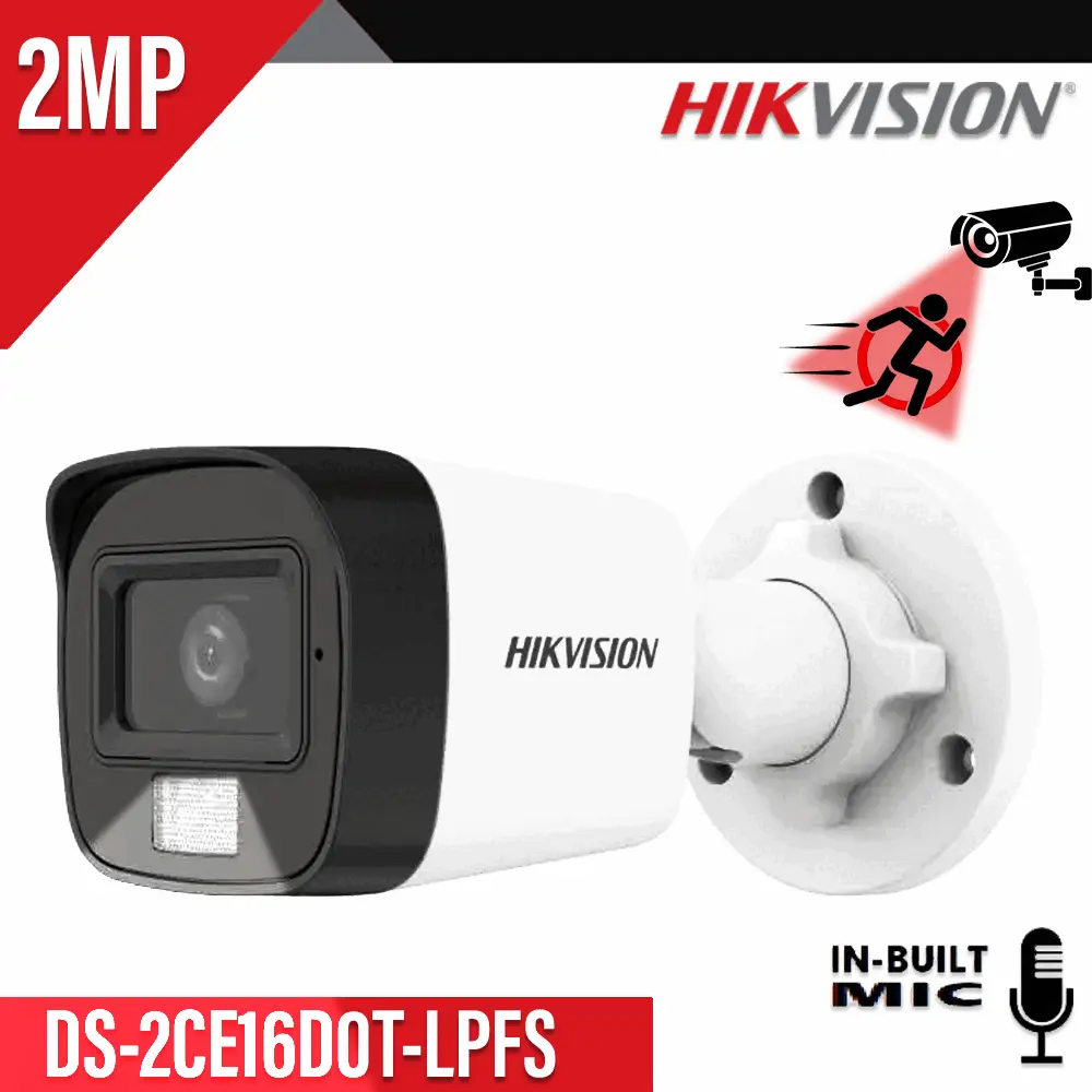 HIKVISION 16D0T-LPFS 2MP DUAL LIGHT HD COLOR+MIC BULLET (ACCUSENSE DVR REQ)