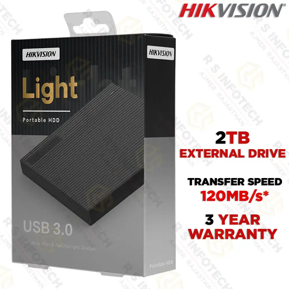 HIKVISION 2TB EXTERNAL HARD DRIVE T30 BLACK USB 3.0 (3 YEAR)