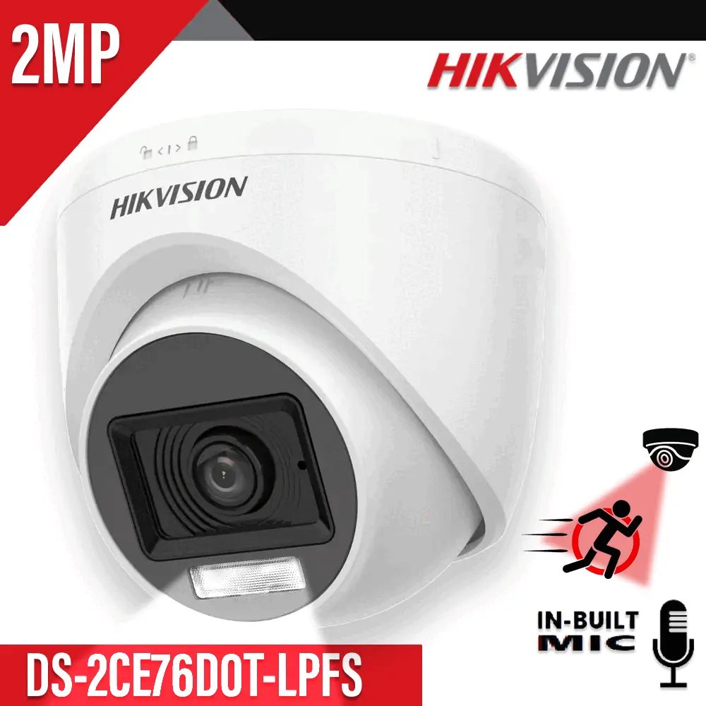 HIKVISION 76D0T-LPFS 2MP DUAL LIGHT HD COLOR+MIC DOME (ACCUSENSE DVR REQUIRED)