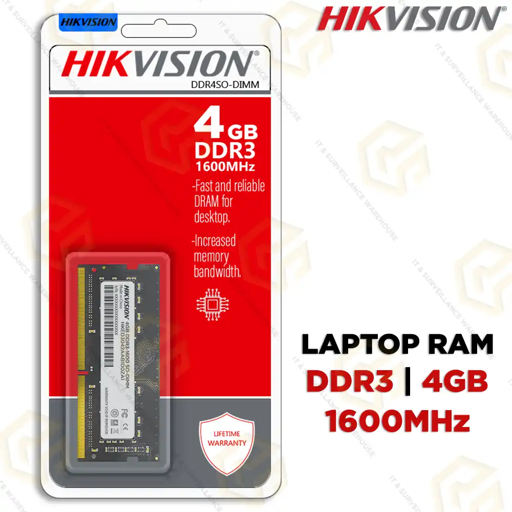 HIKVISION DDR3 4GB 1600MHZ LAPTOP RAM (3YEAR)