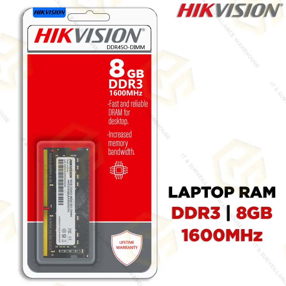 HIKVISION DDR3 8GB 1600MHZ LAPTOP RAM (3YEAR)