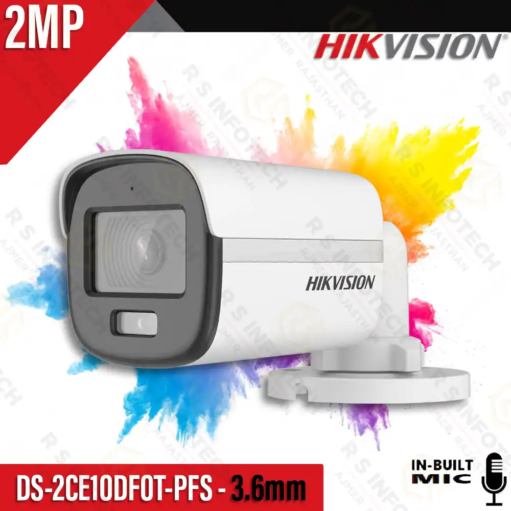 HIKVISION DS-2CE10DF0T-PFS 2MP COLORVU MINI BULLET CAMERA | COLOR+MIC