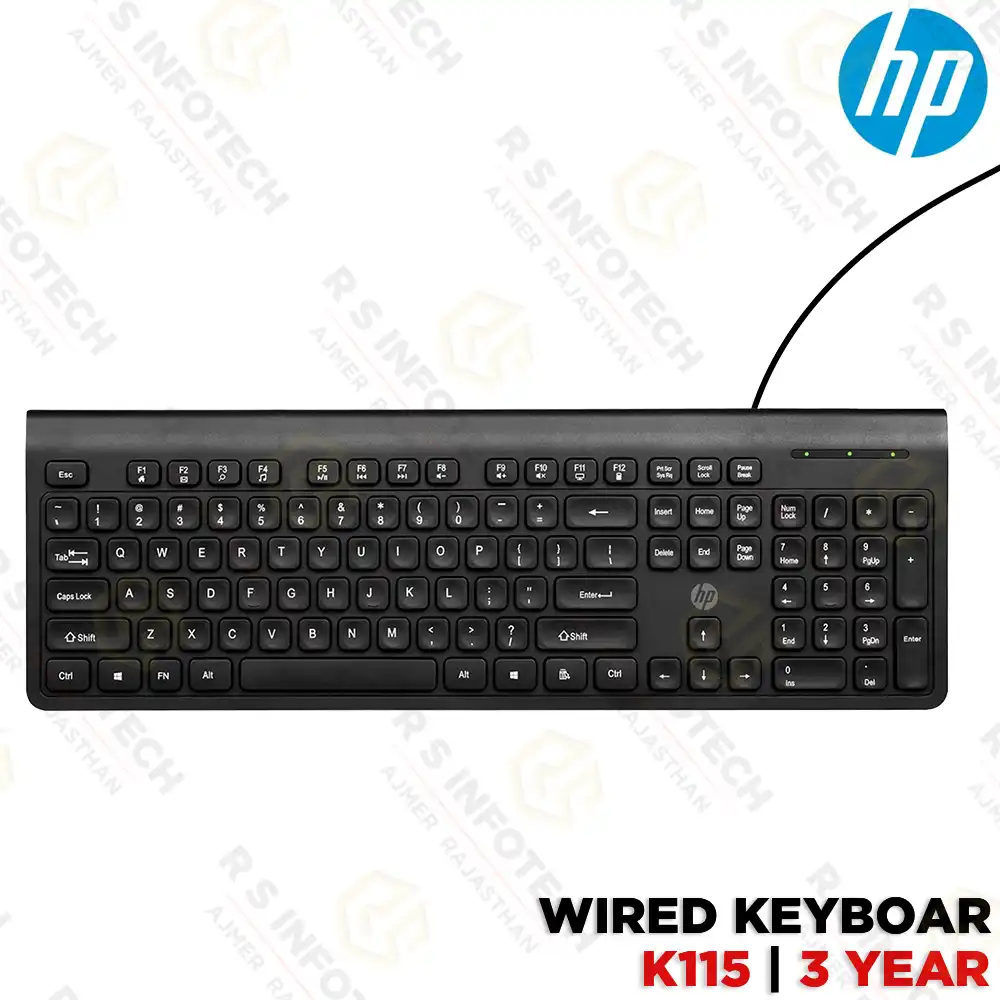 HP 115 WIRED KEYBOARD B88K2AA | COMFORTABLE TYPING | USB CONNECTIVITY (1 YEAR)