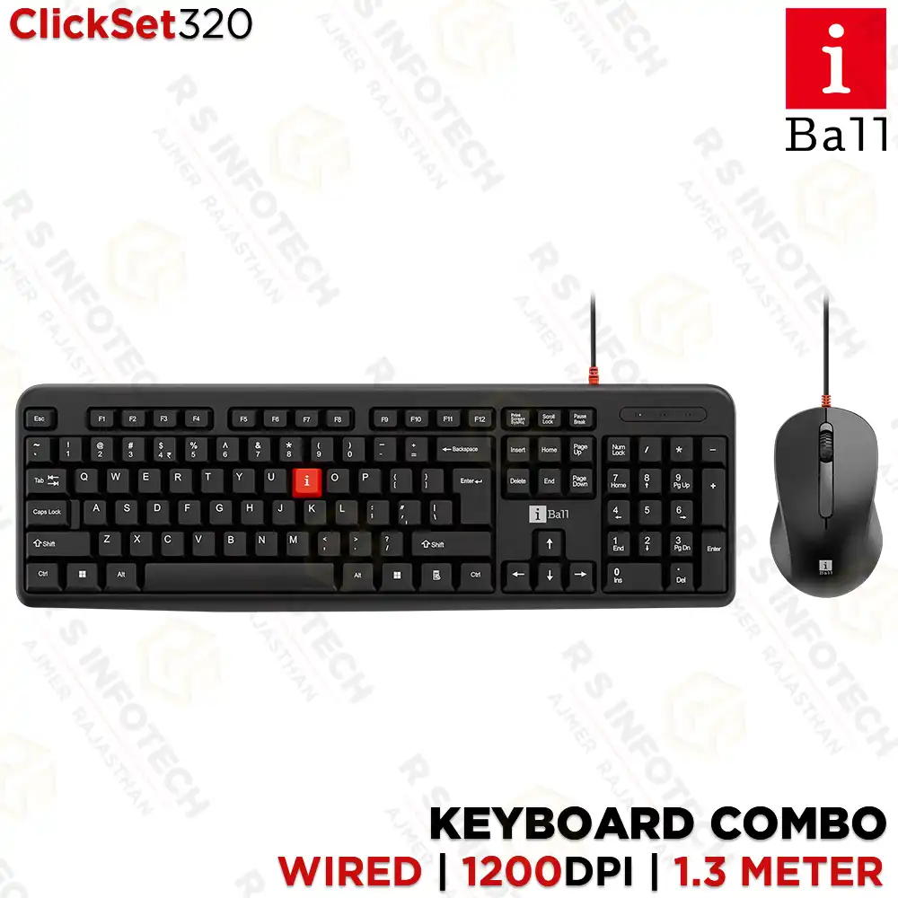 IBALL CLICKSET 220 WIRED KEYBOARD+MOUSE COMBO | USB | FULL SIZE (BLACK)