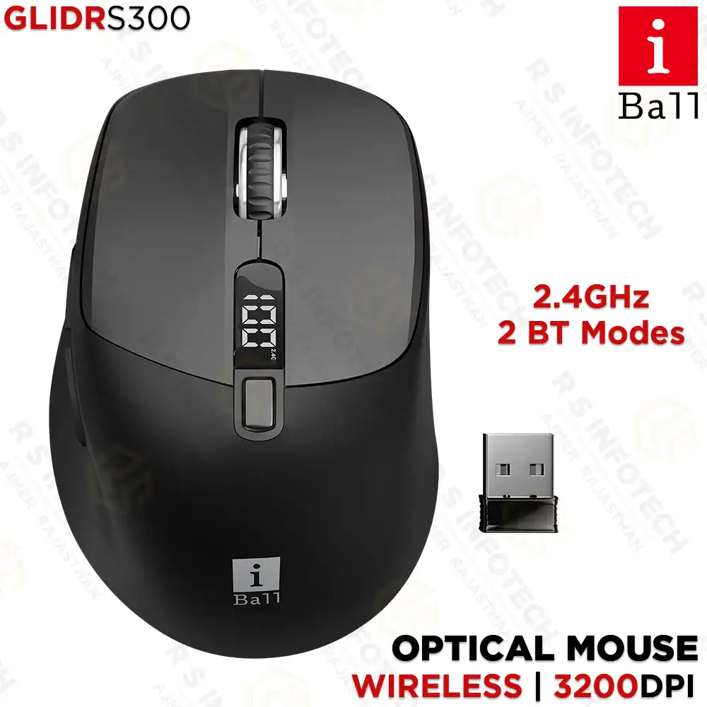 IBALL GLIDR S300 3200 DPI DUAL MODE WIRELESS MOUSE GREEN | BT + 2.4GHz (BLACK)