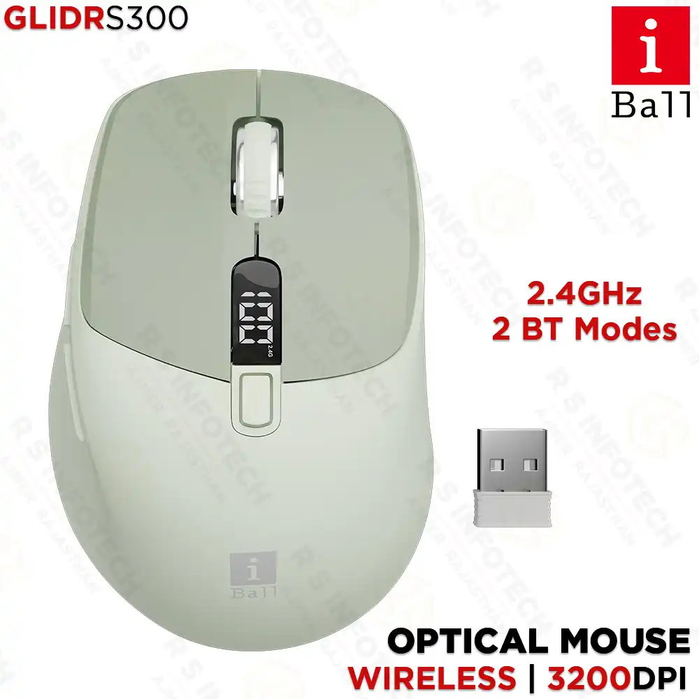 IBALL GLIDR S300 3200 DPI DUAL MODE WIRELESS MOUSE GREEN | BT + 2.4GHz (GREEN)