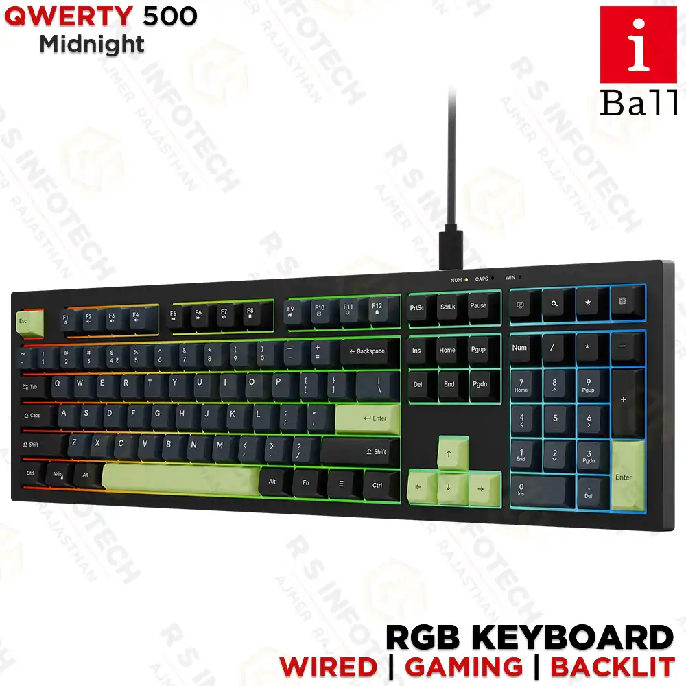 IBALL QWERTY 500 MIDNIGHT HYBRID RGB GAMING KEYBOARD