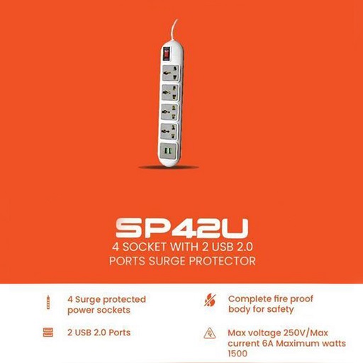 IDEAKARD SURGE SPIKE SP-42U 4+2 USB 1500W