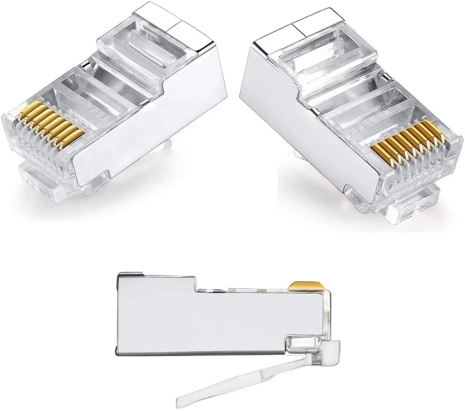 IP NERVES CAT.6 STP NICKEL PLATED IRON METAL RJ45 CONNECTOR (PACK OF 100PCS)