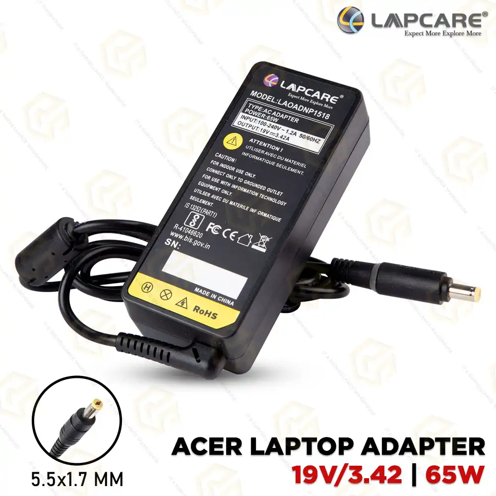 LAPCARE ADAPTOR 19V/3.42 ACER 65WT (1YEAR)
