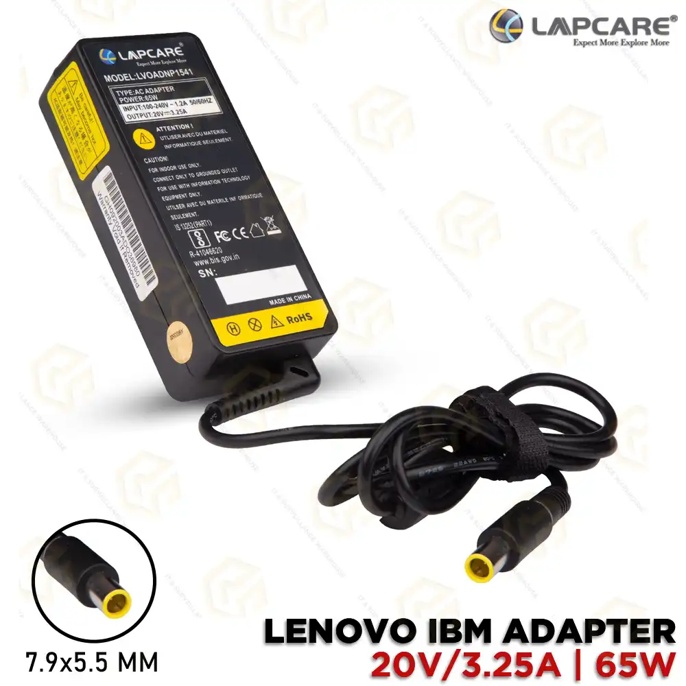 LAPCARE LAPTOP ADAPTOR FOR IBM 20V/3.25A