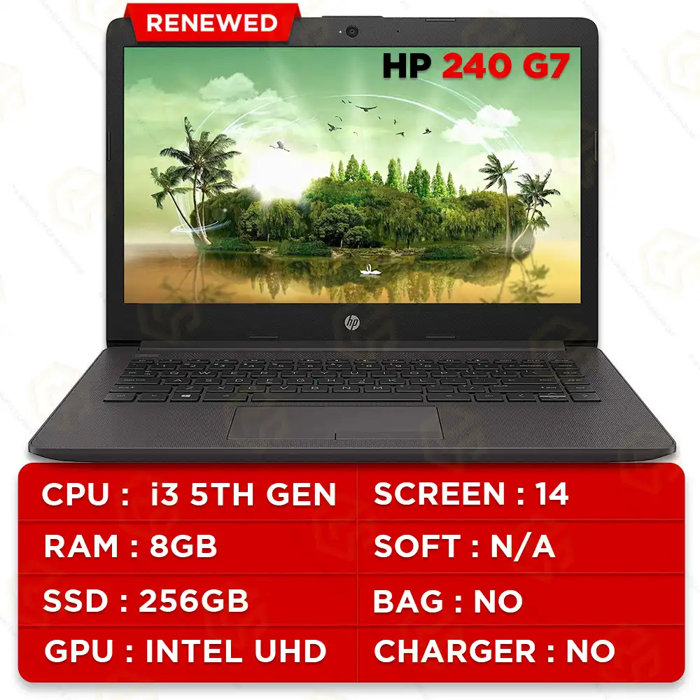 RENEWD HP 240 G7 I5-8TH GEN/8GB/256GB/14" (NO ADAPTOR & BAG)