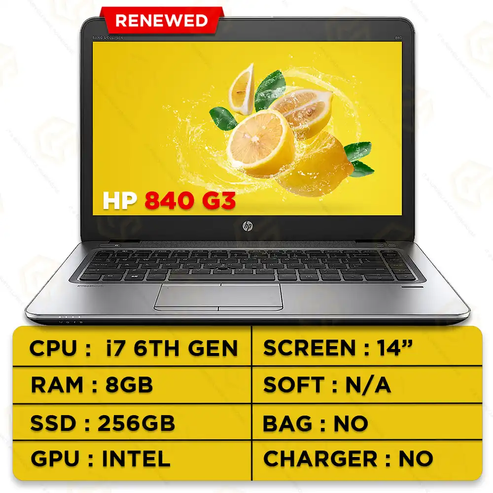 RENEWD HP 840 I7-6TH GEN/8GB/256GB/14" (NO ADAPTOR & BAG)