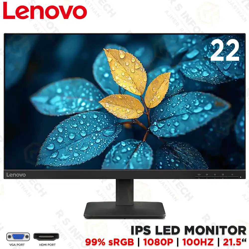 LENOVO L22-4E 21.5" IPS FHD 100HZ MONITOR | 67D5KAC6IN | BLACK