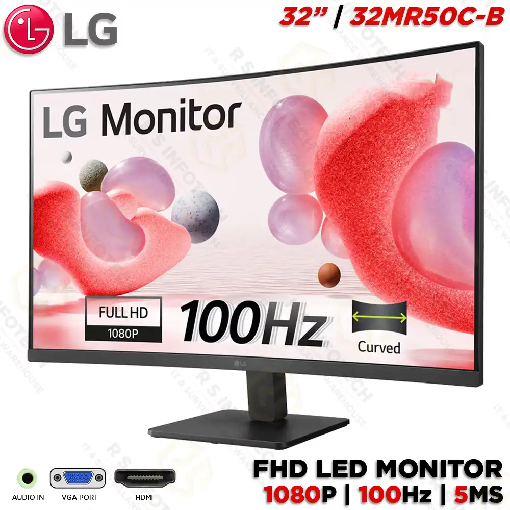 LG 32MR50C-B 32″ FHD CURVED VA MONITOR – 100 HZ, 5 MS, FREESYNC (3YEAR)