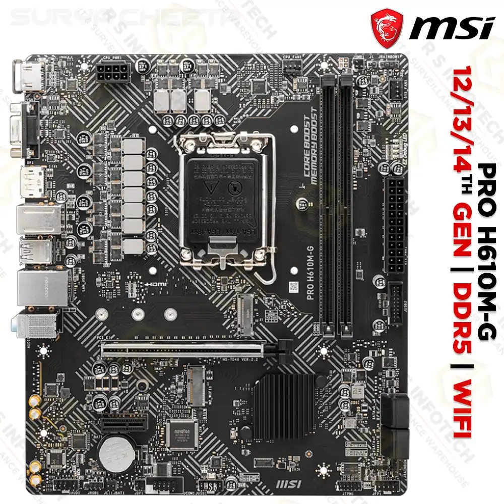 MSI H610M-G DDR5 WIFI+BLUETOOTH MOTHERBOARD 12TH/ 13TH/ 14TH GEN (3YEAR)